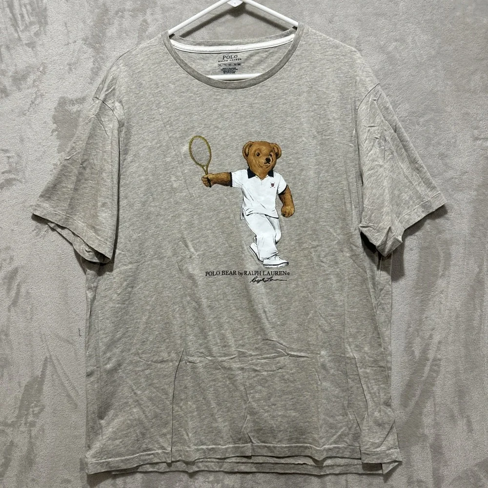 Polo Ralph Lauren T-Shirt Mens 2XL Tennis Polo Bear Graphic Tee Preppy Old Money